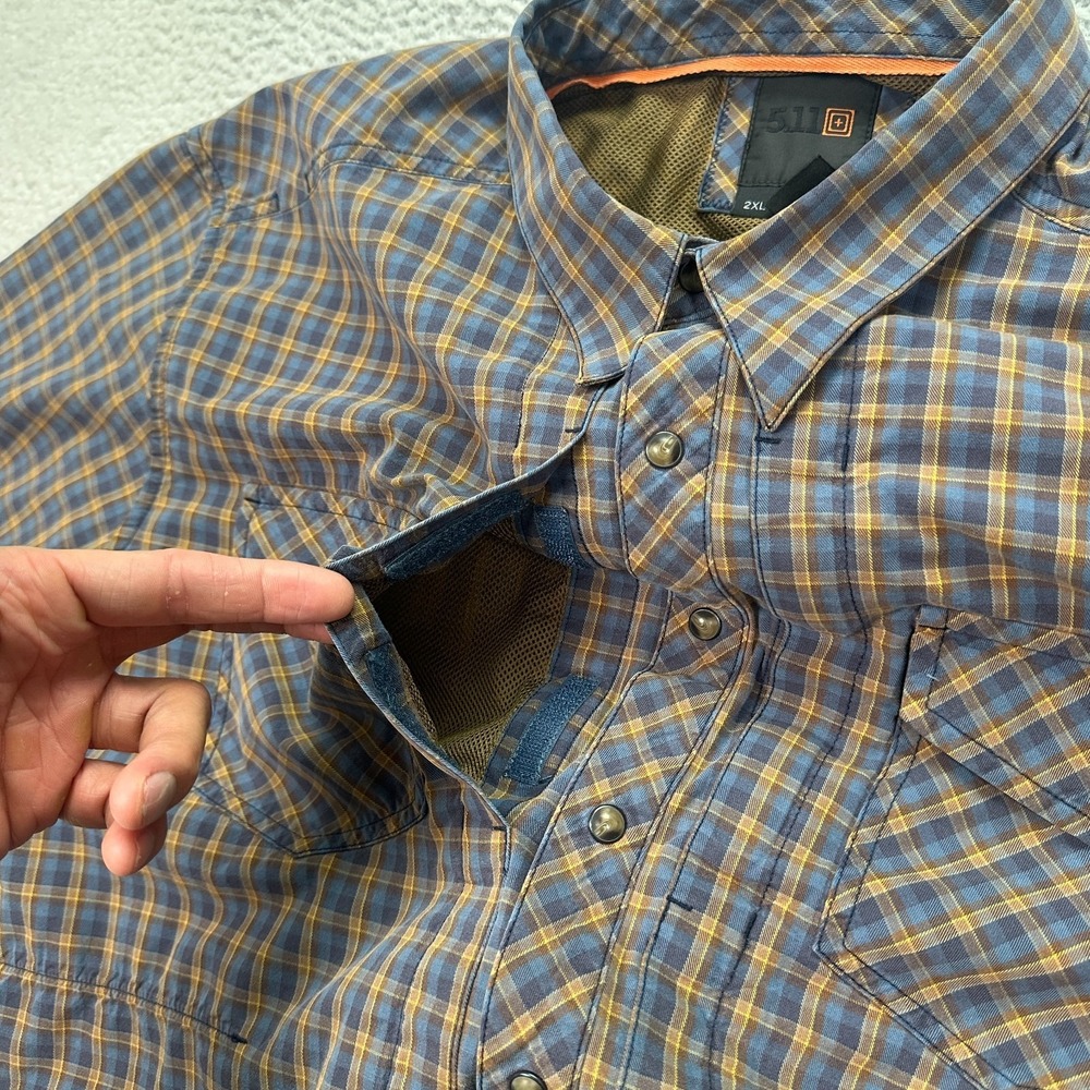 5.11 Tactical Covert Light Flannel Men's Size 2XL Long Sleeve Snap 72404 Flaw - Picture 7 of 12